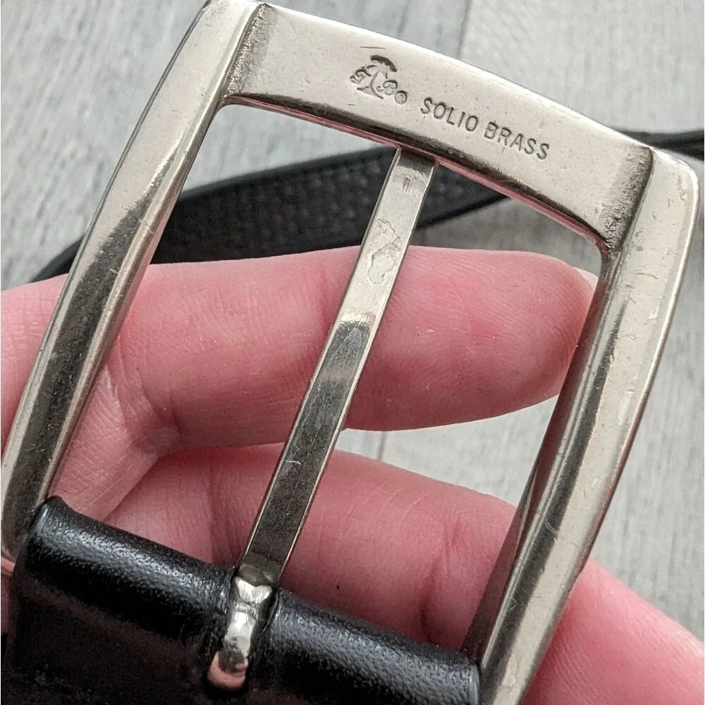 Tommy Bahama Black Brown Leather Belt Braided with Silver Buckle Size 44